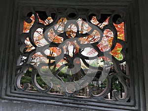 Autumn scenery at ancient Chinese garden in Suzhou