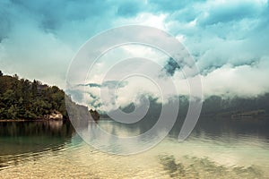 Autumn scenery at lake Bohinj