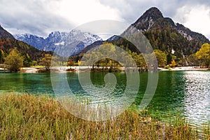 Autumn scenery at lake Jasna-Slovenia