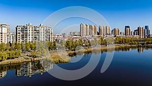 Autumn scenery of Nanxi Wetland Park in Changchun