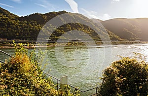 Autumn scenery on the Rhine river in Germany