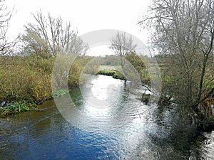 Autumn Scenery of the River Avon , Amesbury, Wiltshire, Uk