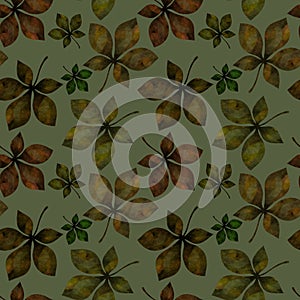 Autumn seamless chestnut leaves pattern for fabrics and wrapping paper and clothes print and kids