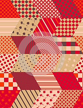 Autumn seamless patchwork pattern with zigzags. Quilting design