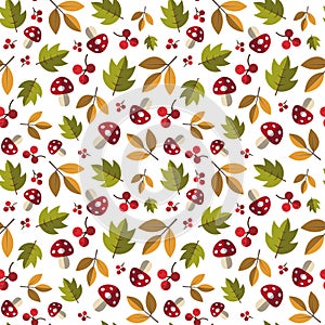 Autumn Seamless Pattern Background Yellow Leaves Ornament Fall Season