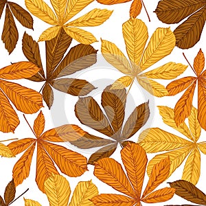 Autumn seamless pattern with chestnut leaves