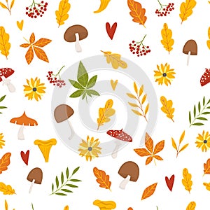 Autumn seamless pattern in doodle style