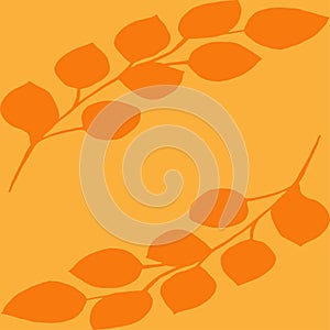 Autumn seamless pattern. Leafs on orange background. Vector,,