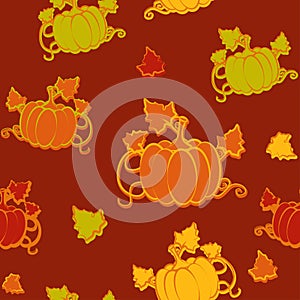 Autumn seamless pattern with pumpkin