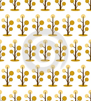 Autumn seamless pattern with trees on white background. autumn greeting cards wallpaper.