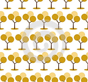 Autumn seamless pattern with trees on white background. autumn greeting cards wallpaper.