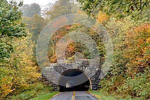 Autumn season in apalachin mountains on blue ridge parkway