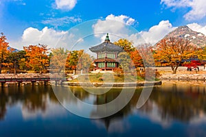 Autumn season of Gyeongbokgung Palace South Korea.