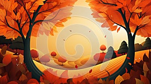 Autumn season landscape backgrounds. Fall abstract autumnal background. Hand-drawn Autumn nature background