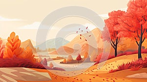 Autumn season landscape backgrounds. Fall abstract autumnal background. Hand-drawn Autumn nature background