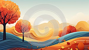 Autumn season landscape backgrounds. Fall abstract autumnal background. Hand-drawn Autumn nature background