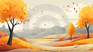 Autumn season landscape backgrounds. Fall abstract autumnal background. Hand-drawn Autumn nature background