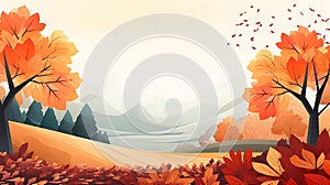 Autumn season landscape backgrounds. Fall abstract autumnal background. Hand-drawn Autumn nature background. GenerativeAI