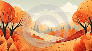 Autumn season landscape backgrounds. Fall abstract autumnal background. Hand-drawn Autumn nature background. GenerativeAI