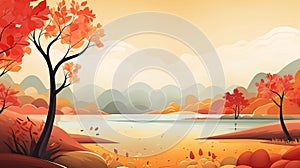 Autumn season landscape backgrounds. Fall abstract autumnal background. Hand-drawn Autumn nature background. GenerativeAI