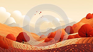 Autumn season landscape backgrounds. Fall abstract autumnal background. Hand-drawn Autumn nature background. GenerativeAI