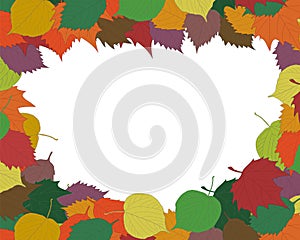 Autumn seasonal background frame or border with colorful hand dr