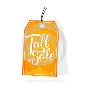 Autumn seasonal sale label with handwritten lettering.