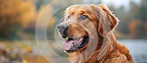 Autumn Serenade: Portrait of a Golden Retriever. Concept Pets, Dog Photography, Autumn Colors,