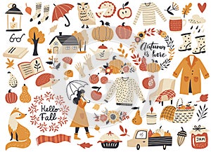 Autumn set, fall clip art