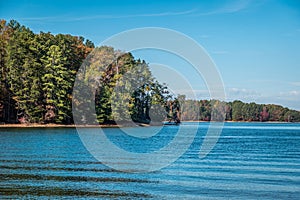 Autumn shoreline Lake Lanier Georgia