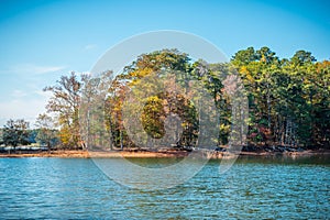 Autumn shoreline Lake Lanier Georgia