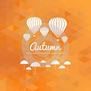 Autumn sign with umbrellas