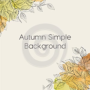 autumn simple line watercolor like vector background