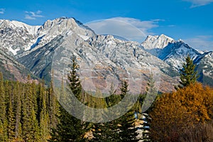 Autumn snow on the mountains in Peter Lougheed Provincial Park, Aberta photo