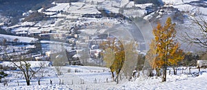 Autumn and snowfall in the Aizkorri-Aratz Natural Park and in the town of Zegama