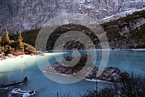 Autumn at Sorapis lake, Dolomites, Italy