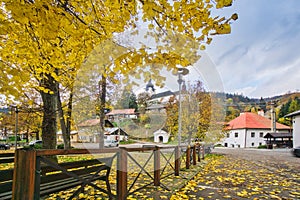 Autumn in Spania Dolina mining medieval village in Slovakia