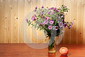 Autumn still life with bunch of flowers