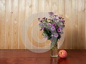 Autumn still life with bunch of flowers