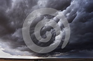 The autumn storm approaches on fields