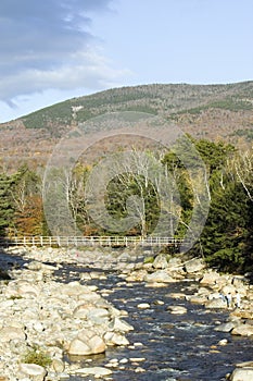 Autumn stream in Crawford Notch State Park in White Mountains of New Hampshire, New England