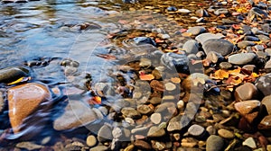 Autumn Stream Rocks Underexposed Lively Seascapes In National Geographic Style