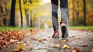 Autumn stroll through the park with leaves crunching underfoot