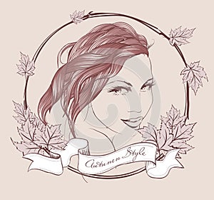 Elegant autumn girl. Vector illustration.