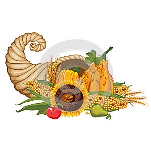 autumn and summer vegetables thanksgiving cornucopia