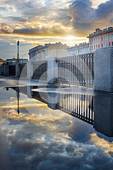 Autumn sun in the pause of rains in St. Petersburg