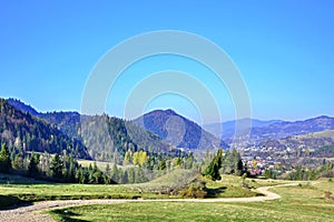 Autumn sunny day in Pieniny mountains, Poland