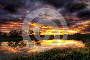 Autumn sunrise over a lake