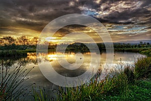 Autumn sunrise over a lake