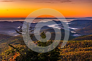 Autumn sunrise view from Beacon Heights, on the Blue Ridge Parkway, North Carolina.